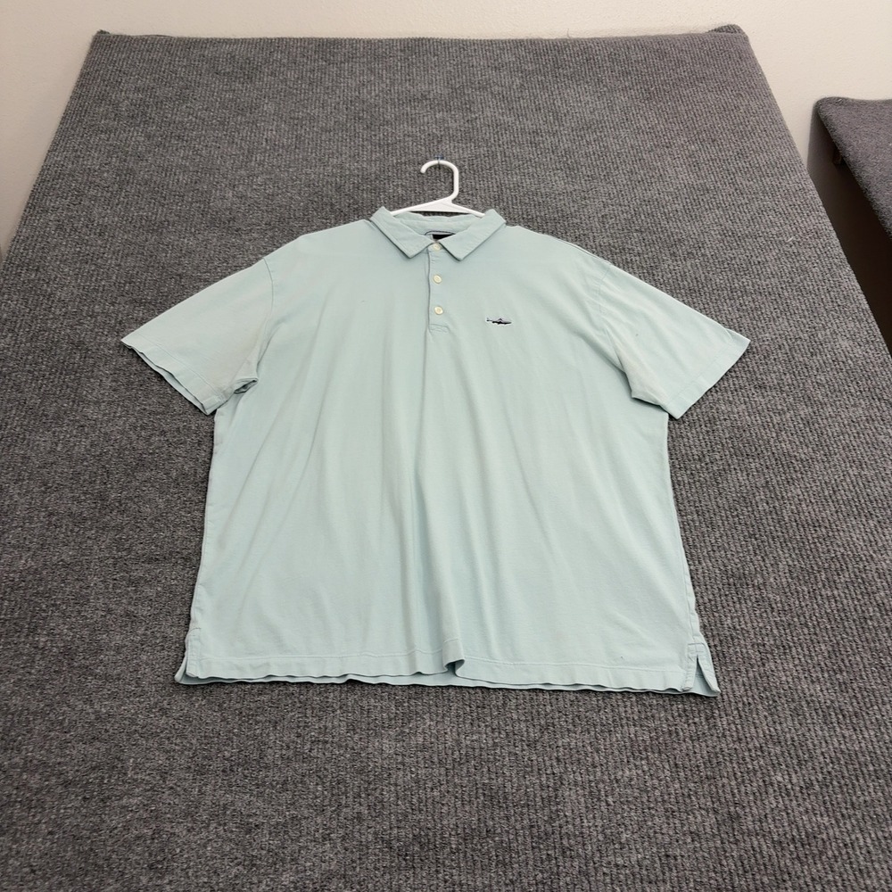 Patagonia Polo Shirt Mens L Blue Organic Cotton Fish Logo Short Sleeve Outdoor